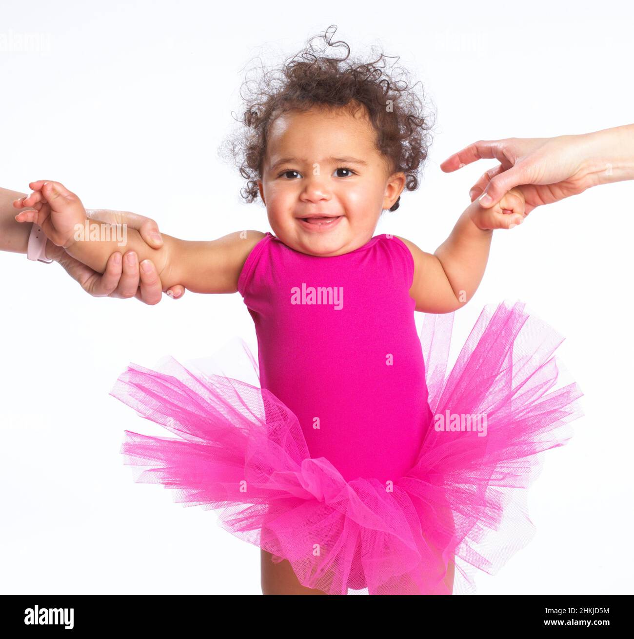 Baby girl wearing pink leotard and pink tutu Stock Photo Alamy