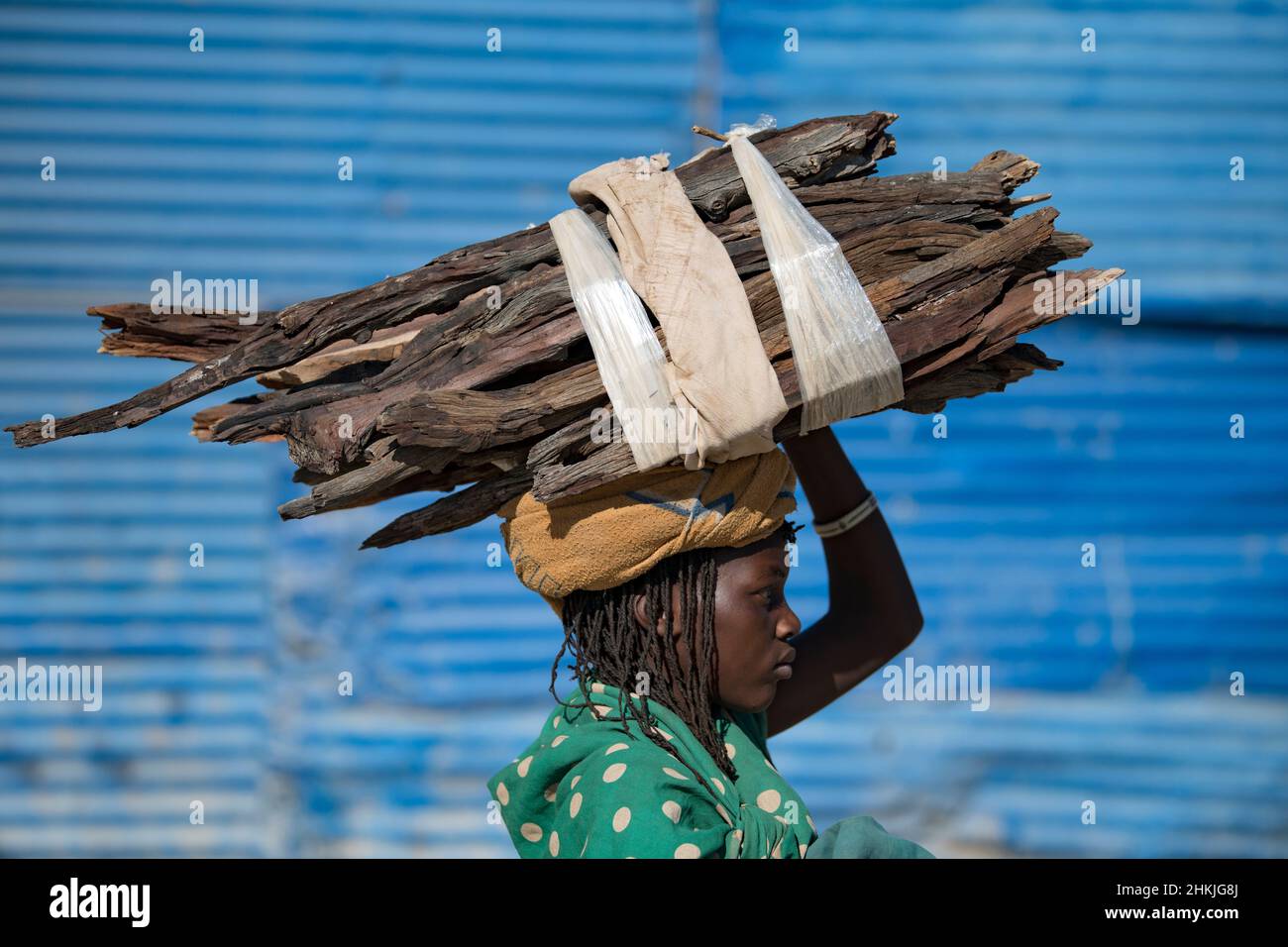 Girl from the Zemba tribe carrying firewood Stock Photo Alamy