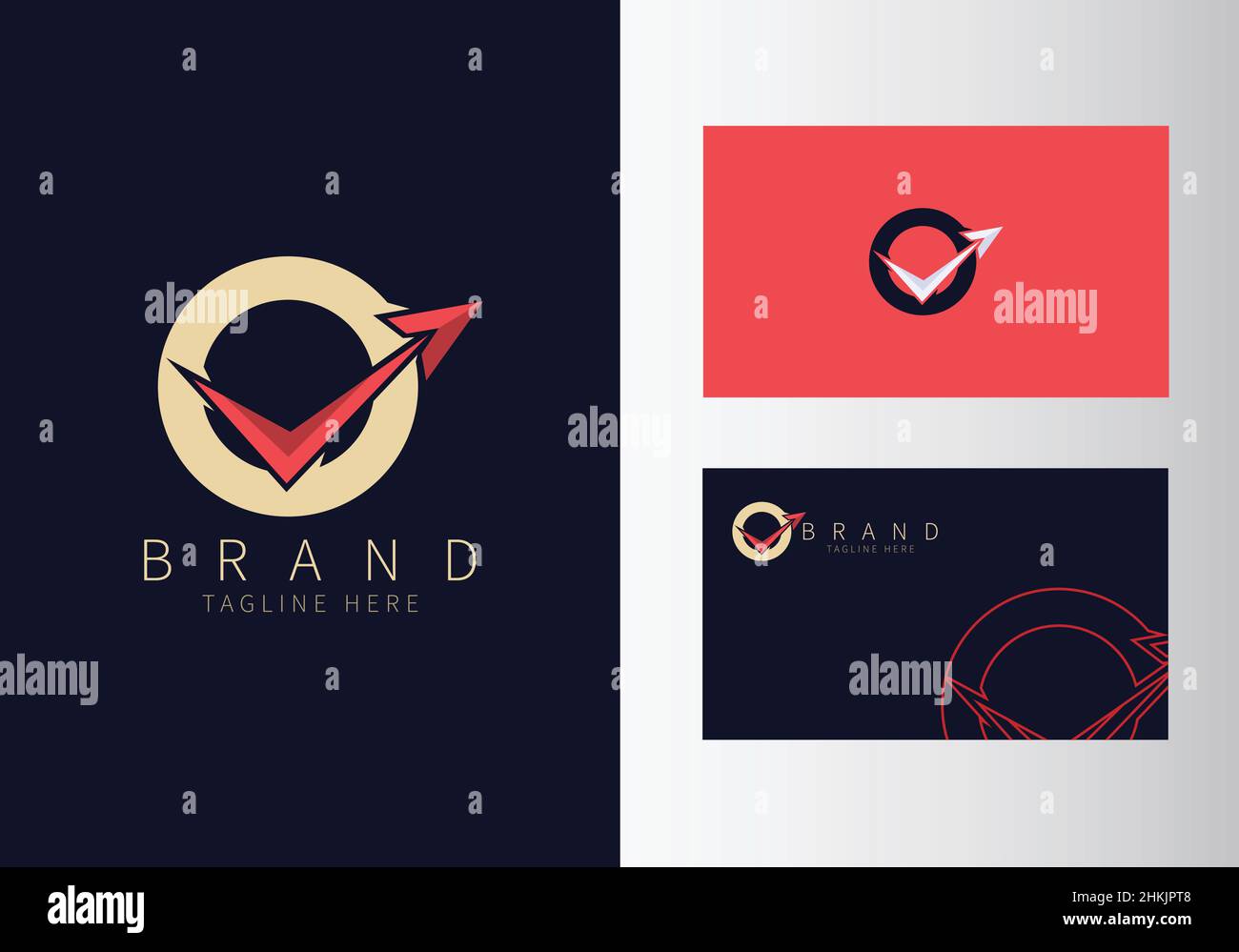 Abstract Initial Letter O Travel Logo. Gold Color Shape with Red Arrow ...