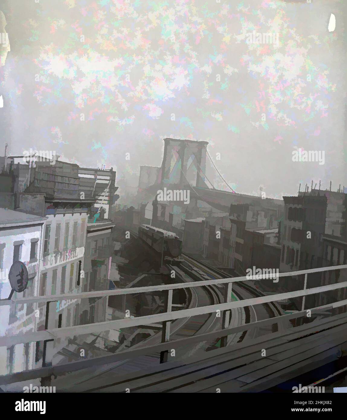 Art inspired by Brooklyn Bridge and Elevated Road to Fulton Ferry ...