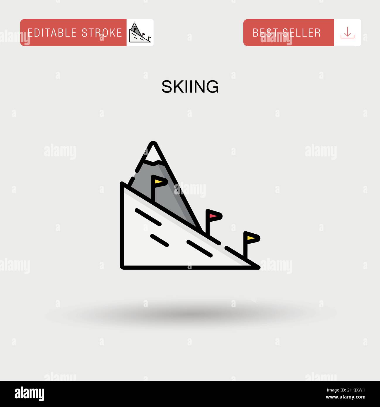 Skiing Simple vector icon. Stock Vector