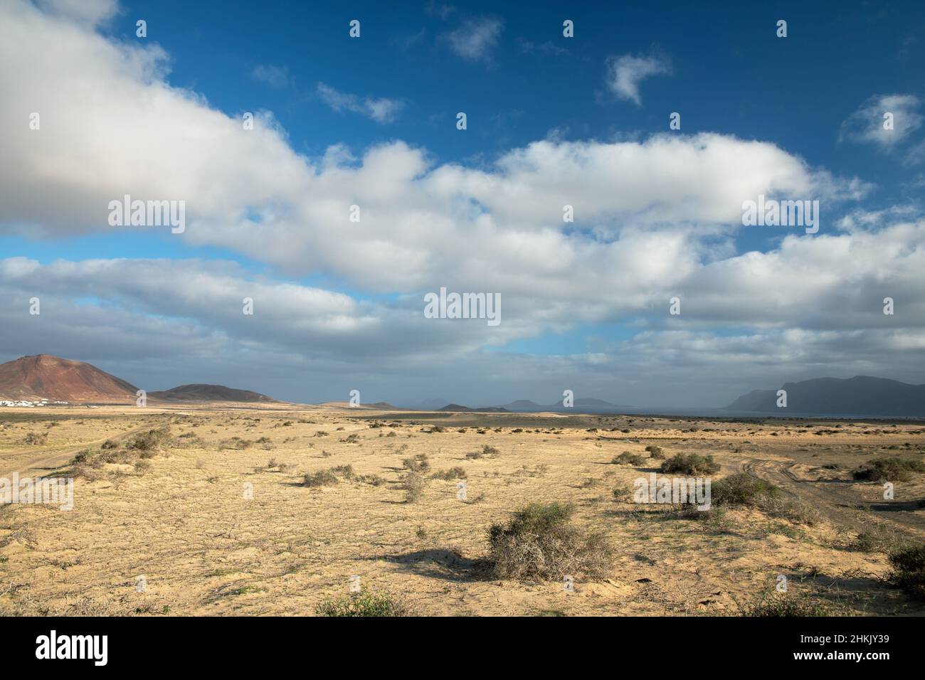 sandy plain El Jable east of Soo, Canary Islands, Lanzarote Stock Photo