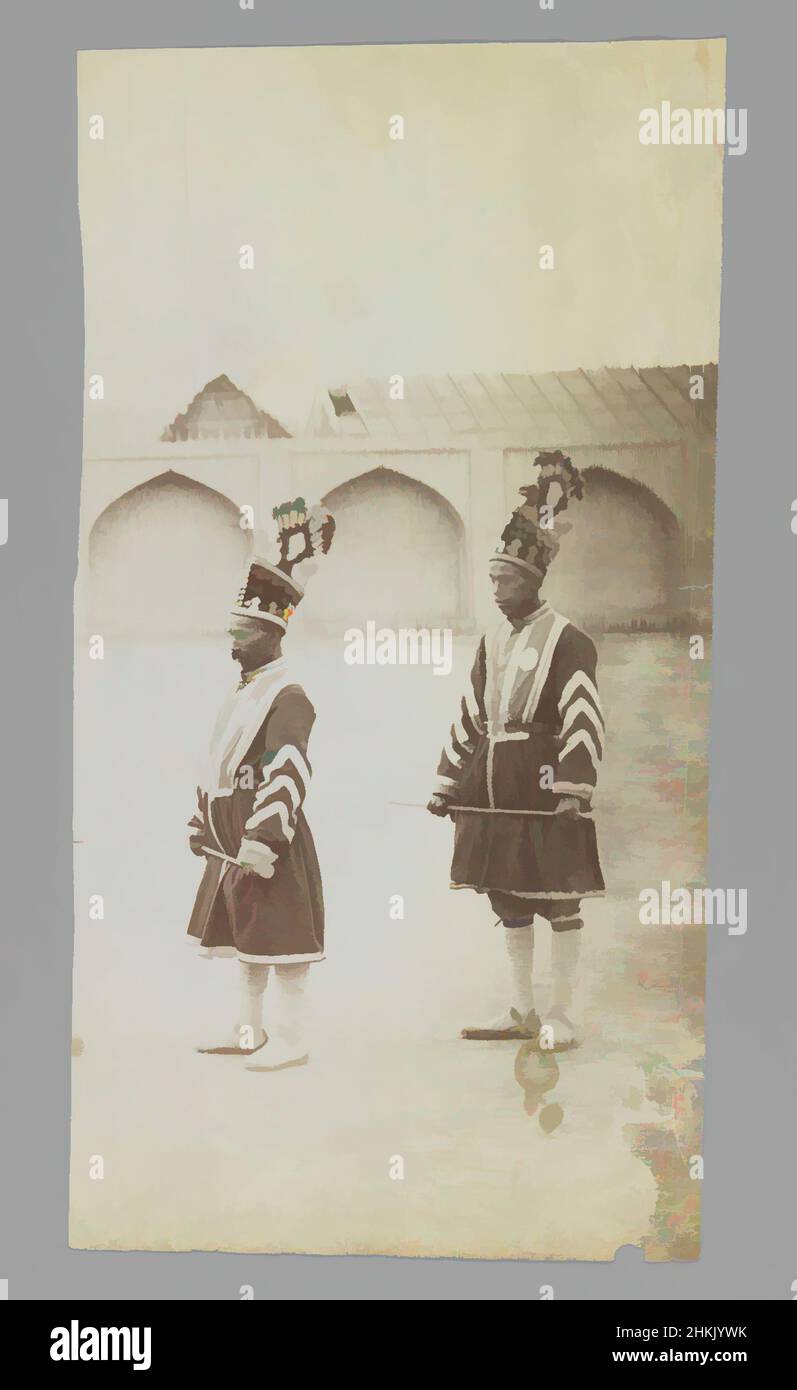 Art inspired by Royal Footmen Known as 'Chaters', One of 274 Vintage Photographs, Albumen silver photograph, late 19th-early 20th century, Qajar, Qajar Period, 8 7/16 x 4 1/2 in., 21.4 x 11.4 cm, Classic works modernized by Artotop with a splash of modernity. Shapes, color and value, eye-catching visual impact on art. Emotions through freedom of artworks in a contemporary way. A timeless message pursuing a wildly creative new direction. Artists turning to the digital medium and creating the Artotop NFT Stock Photo