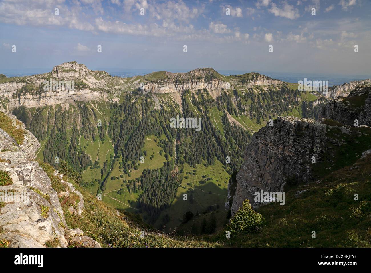 Justis Valley and Rothorn, view from the Niederhorn, Switzerland, Bernese Oberland, Sigriswil Stock Photo