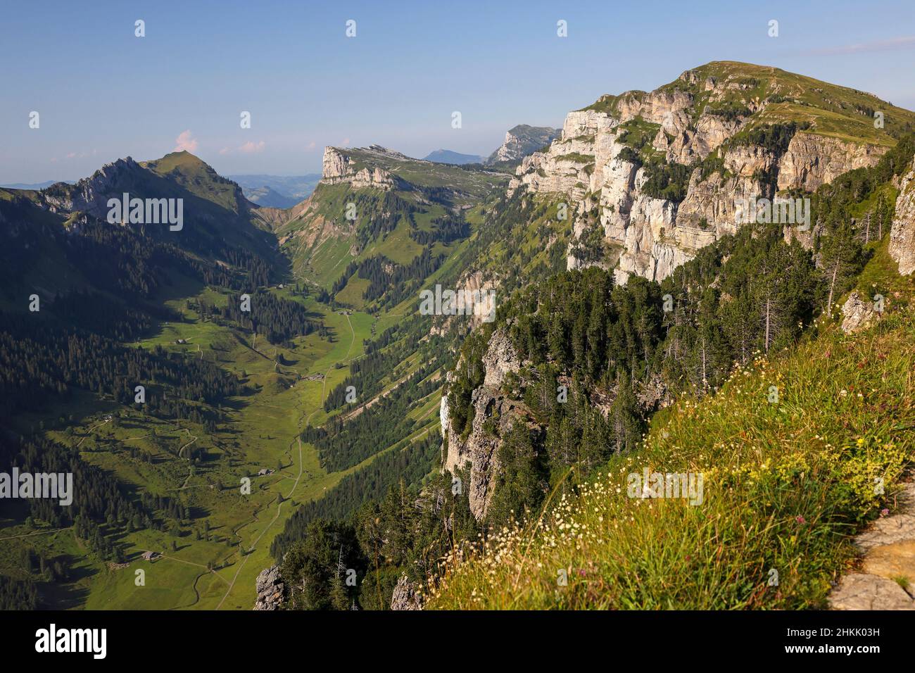 Justis Valley, view from the Niederhorn, Switzerland, Bernese Oberland, Sigriswil Stock Photo