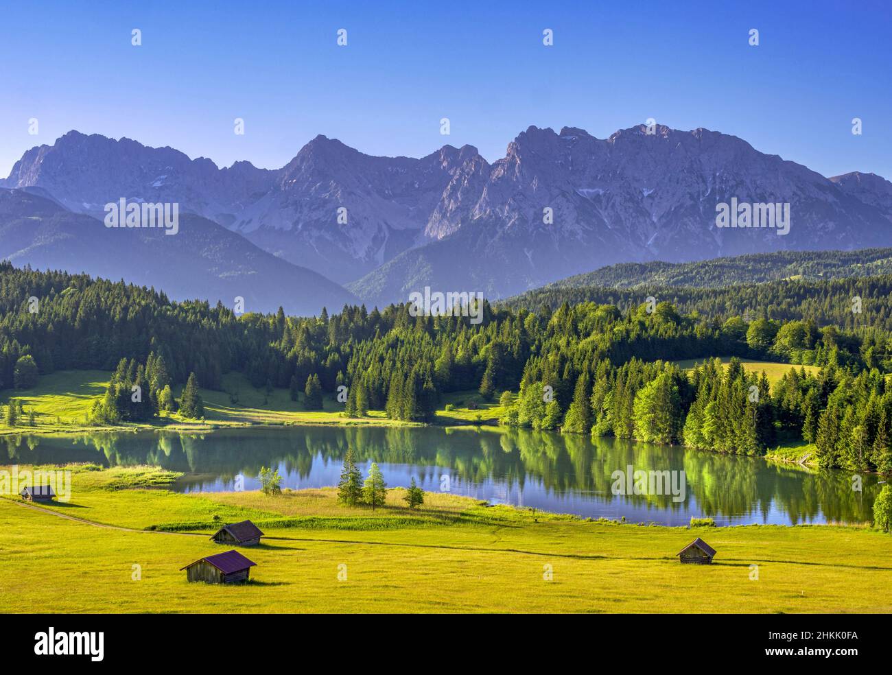 Lake Gerold with Karwendel, Germany, Bavaria, Karwendel Mountains Stock Photo