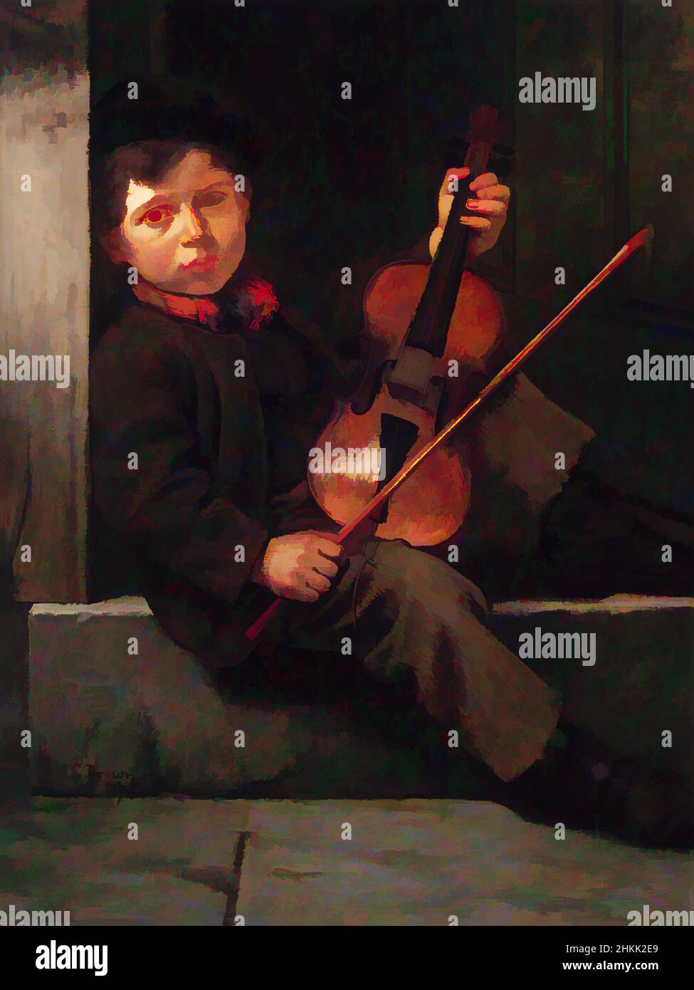 Art inspired by The Boy Violinist John George Brown American born