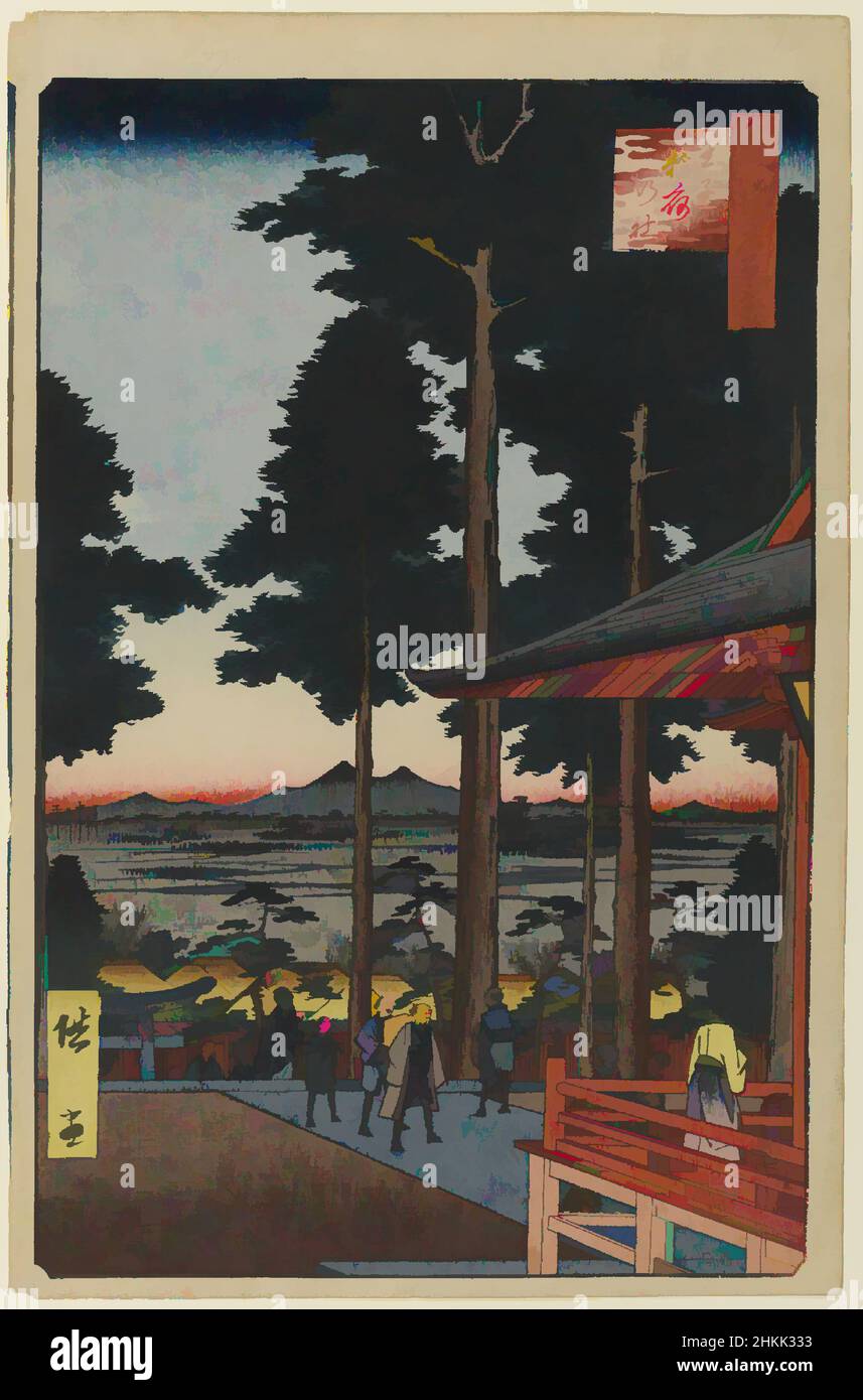 Art inspired by Oji Inari Shrine, No. 18 in One Hundred Famous Views of Edo, Utagawa Hiroshige, Ando, Japanese, 1797-1858, Woodblock print, Japan, 9th month of 1857, Edo Period, Ansei Era, Image: 13 3/16 x 8 5/8 in., 33.5 x 21.9 cm, 18th century, 19th Century, 9th month of 1857, Edo, Classic works modernized by Artotop with a splash of modernity. Shapes, color and value, eye-catching visual impact on art. Emotions through freedom of artworks in a contemporary way. A timeless message pursuing a wildly creative new direction. Artists turning to the digital medium and creating the Artotop NFT Stock Photo