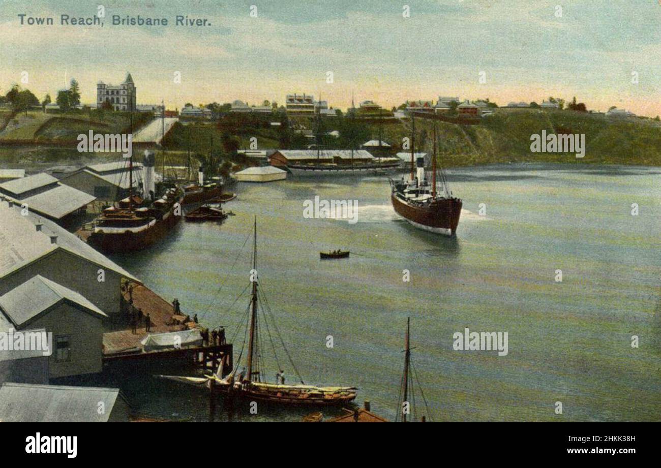 Town Reach, Brisbane River, Queensland, Australia - circa 1910 Stock Photo