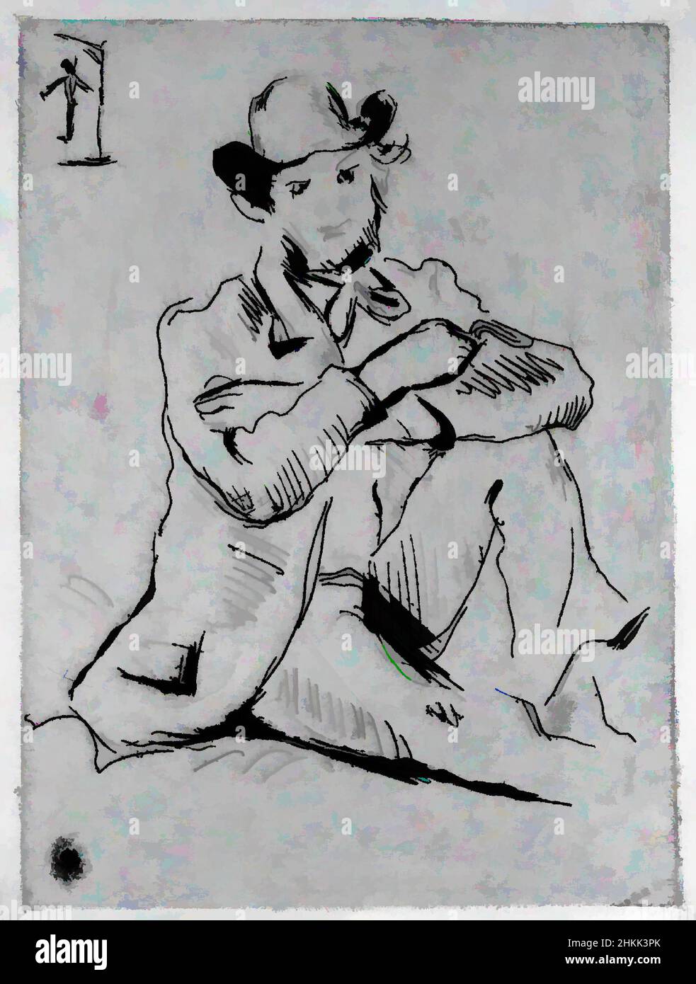 Art inspired by Guillaumin at the Hanged Man, Guillaumin au pendu, Paul Cézanne, French, 1839-1906, Etching on laid paper, France, 1873, 6 1/8 x 4 3/4 in., 15.6 x 12 cm, Classic works modernized by Artotop with a splash of modernity. Shapes, color and value, eye-catching visual impact on art. Emotions through freedom of artworks in a contemporary way. A timeless message pursuing a wildly creative new direction. Artists turning to the digital medium and creating the Artotop NFT Stock Photo
