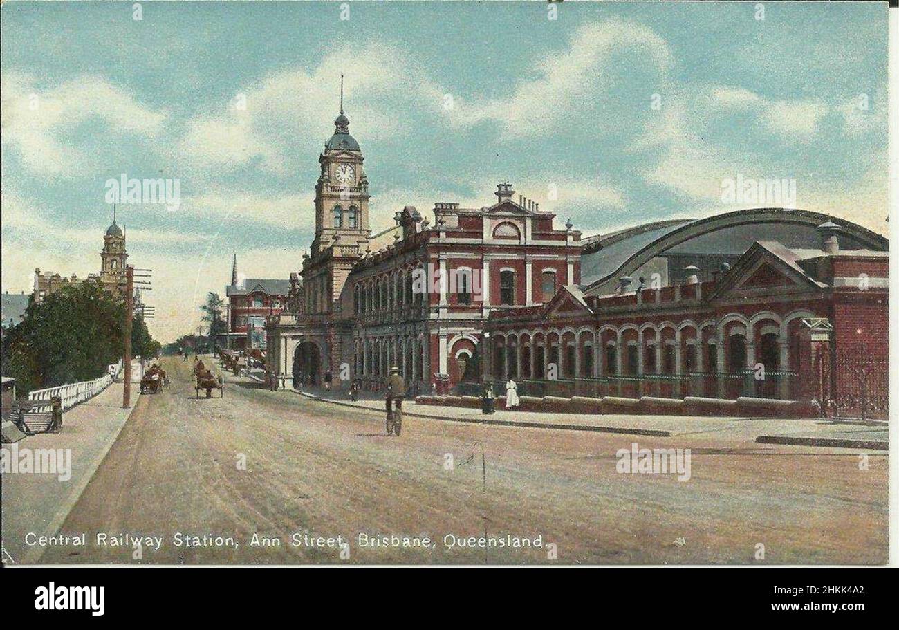 Central Railway Station, Ann Street, Brisbane, Australia - circa 1910 Stock Photo