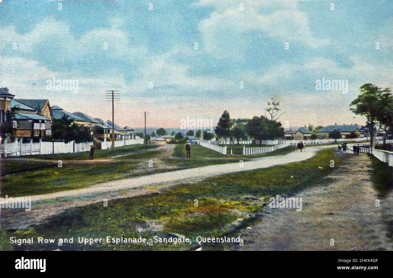 Signal Row and Upper Esplanade, Sandgate, Queensland, Australia - circa 1910 Stock Photo