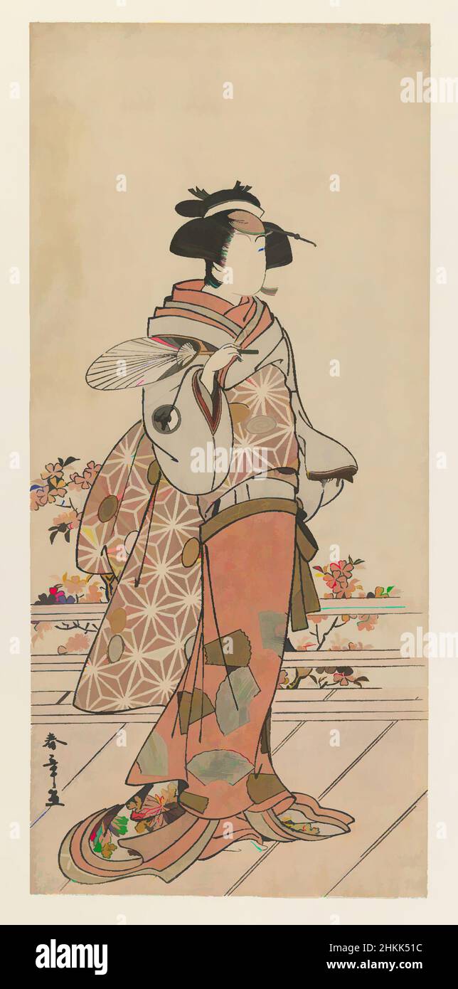 Art inspired by Iwai Hanshiro IV, Katsukawa Shunsho, Japanese, 1726-1793, Color woodblock print on paper, Japan, ca. 1785, Edo Period, 12 3/8 x 5 11/16 in., 31.5 x 14.3 cm, Acting, actor, Costume, Edo Period, Japan, Japanese, Kabuki, man, Poetry, stage, Theatre, Ukiyo-e, Classic works modernized by Artotop with a splash of modernity. Shapes, color and value, eye-catching visual impact on art. Emotions through freedom of artworks in a contemporary way. A timeless message pursuing a wildly creative new direction. Artists turning to the digital medium and creating the Artotop NFT Stock Photo