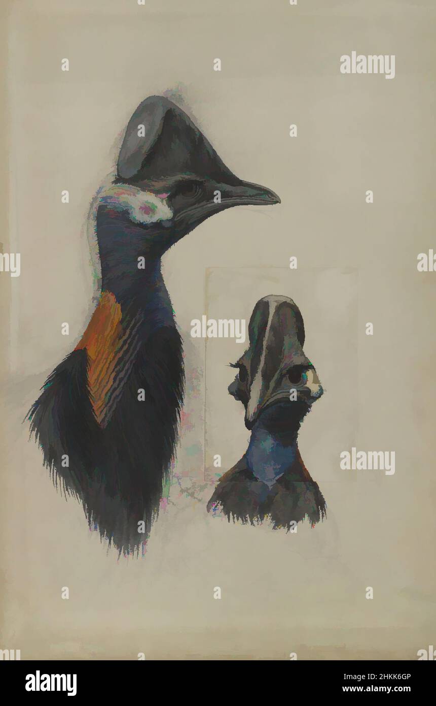 Art inspired by Casuarius Westerman, John Gould, British, 1804-1881, Watercolor, opaque watercolor, charcoal, graphite, and selectively applied glaze on wove paper, 1873, 22 1/2 × 15 13/16 in., 57.2 × 40.2 cm, Bird, Birds, Cassowary, Casuarius Westerman, Nature, Ornithological, Classic works modernized by Artotop with a splash of modernity. Shapes, color and value, eye-catching visual impact on art. Emotions through freedom of artworks in a contemporary way. A timeless message pursuing a wildly creative new direction. Artists turning to the digital medium and creating the Artotop NFT Stock Photo