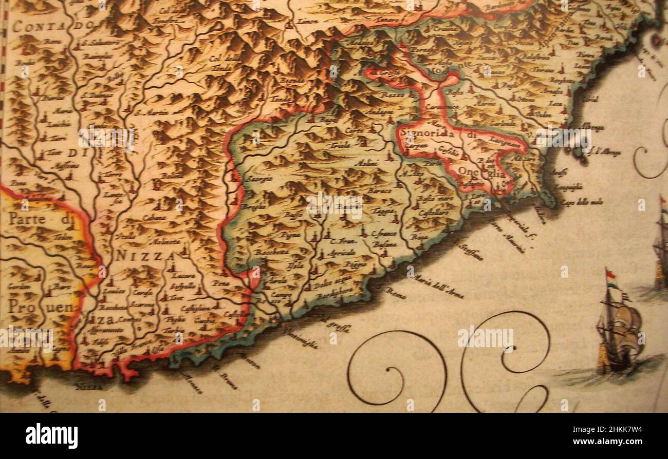 Menton, as part of Monaco, in 1664. Stock Photo