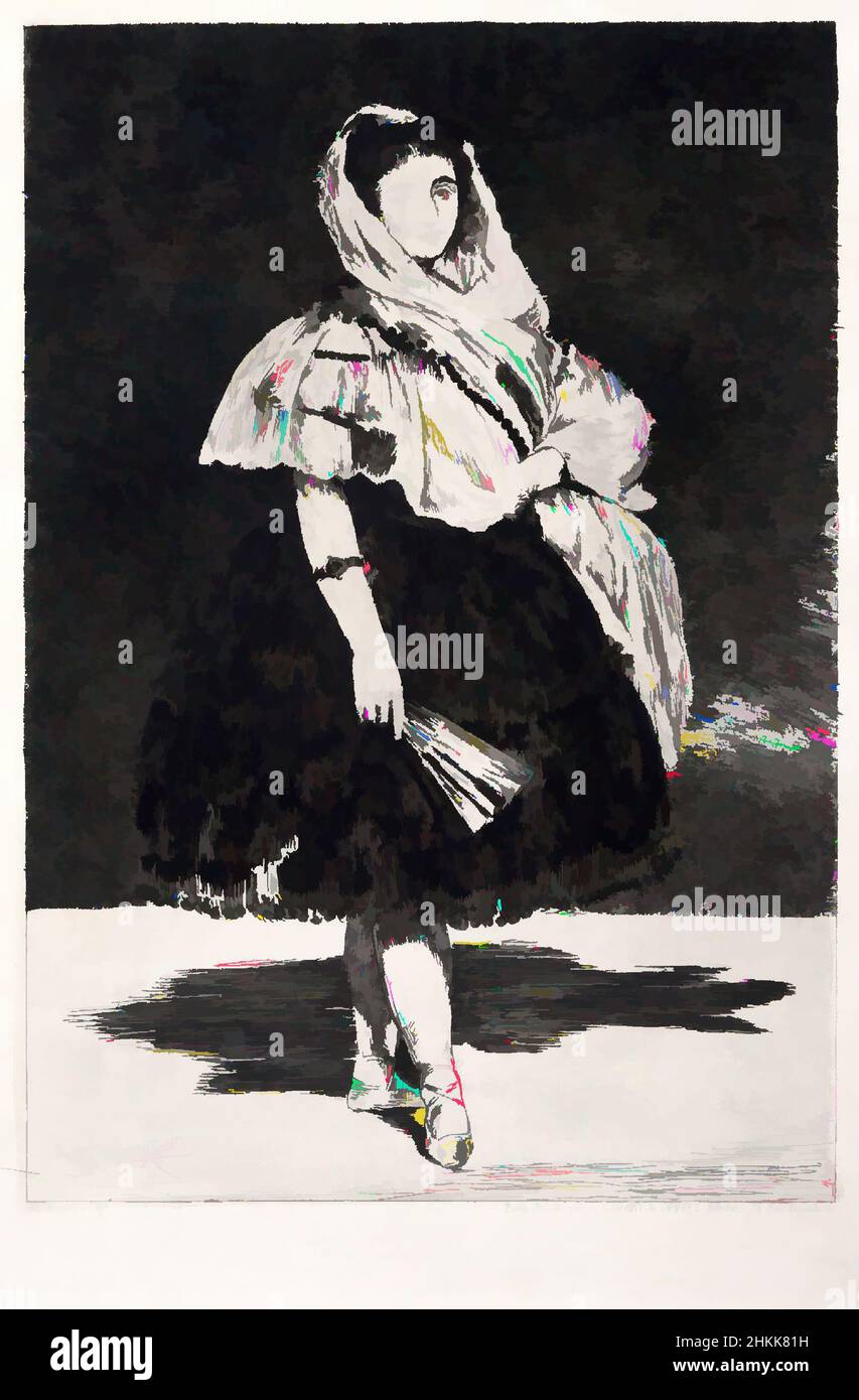 Art inspired by Lola de Valence, Édouard Manet, French, 1832-1883, Etching and aquatint on paper, France, 1862-1863, Sheet: 21 x 14 3/8 in., 53.3 x 36.5 cm, Classic works modernized by Artotop with a splash of modernity. Shapes, color and value, eye-catching visual impact on art. Emotions through freedom of artworks in a contemporary way. A timeless message pursuing a wildly creative new direction. Artists turning to the digital medium and creating the Artotop NFT Stock Photo