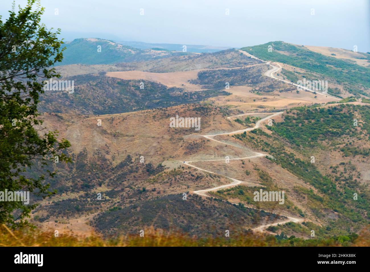 Winding road in the Greater Caucasus, Quba region, Azerbaijan Stock Photo