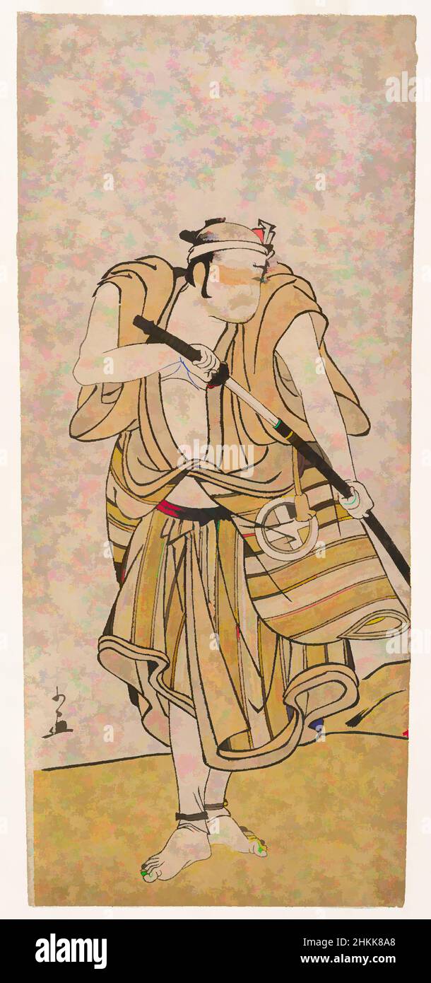 Art inspired by Actor, Katsukawa Shunsho, Japanese, 1726-1793, Color woodblock print on paper, Japan, 18th century, Edo period, 11 1/2 x 5 in., 29.2 x 12.7 cm, Acting, Actor, Costume, Edo Period, Japan, Japanese, Kabuki, Poetry, Samurai, Stage, Theatre, Ukiyo-e, Classic works modernized by Artotop with a splash of modernity. Shapes, color and value, eye-catching visual impact on art. Emotions through freedom of artworks in a contemporary way. A timeless message pursuing a wildly creative new direction. Artists turning to the digital medium and creating the Artotop NFT Stock Photo