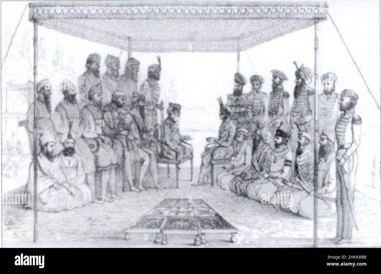 Ranjit Singh holding court in 1838 Stock Photo