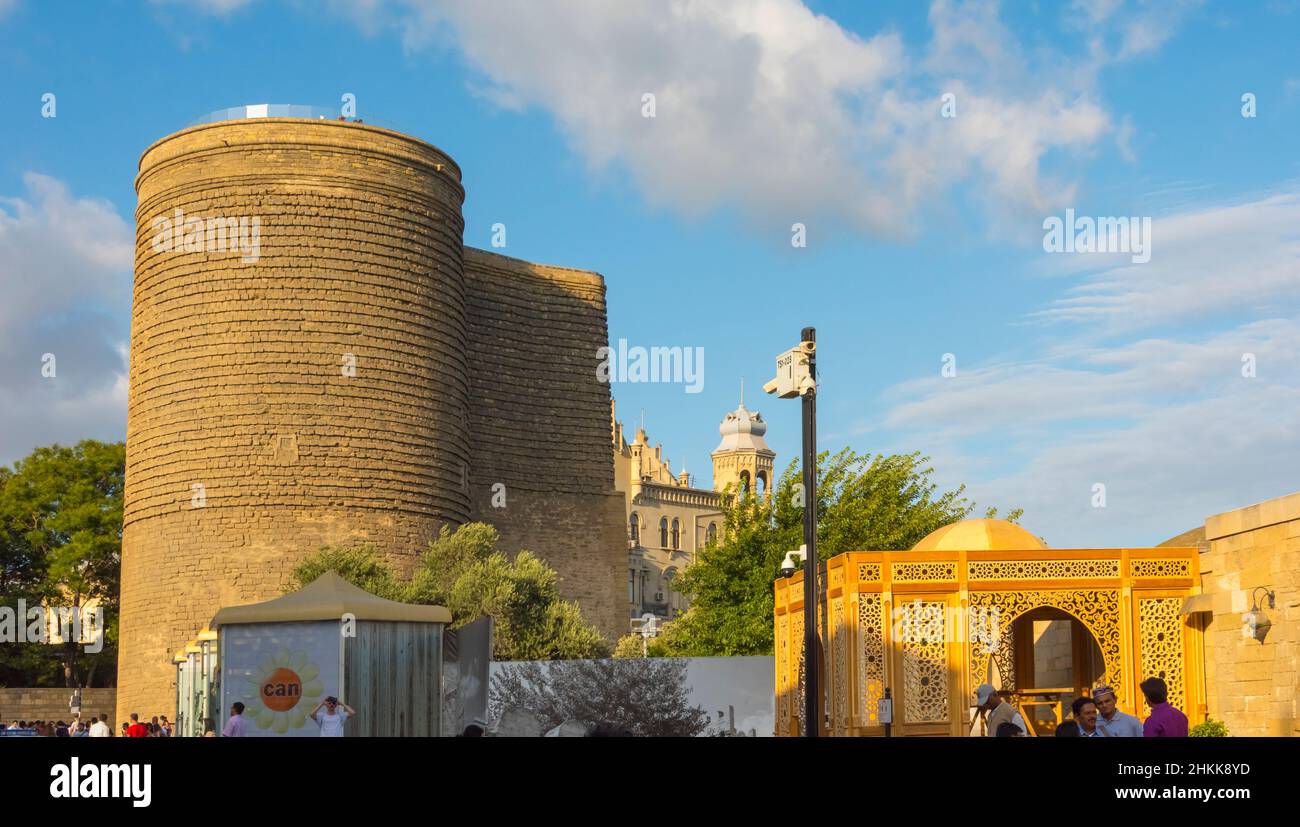 Maiden Tower, a 12th-centry monument in the Old City, UNESCO World Heritage site, Baku, Azerbaijan Stock Photo