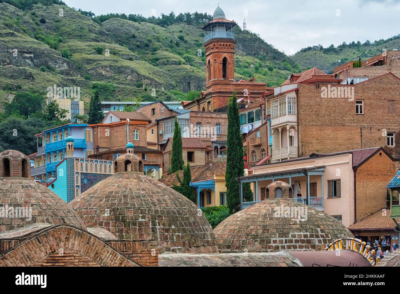 Domes of a sulfur bath and Juma Mosque in Abanotubani district, Tbilisi, Georgia Stock Photo