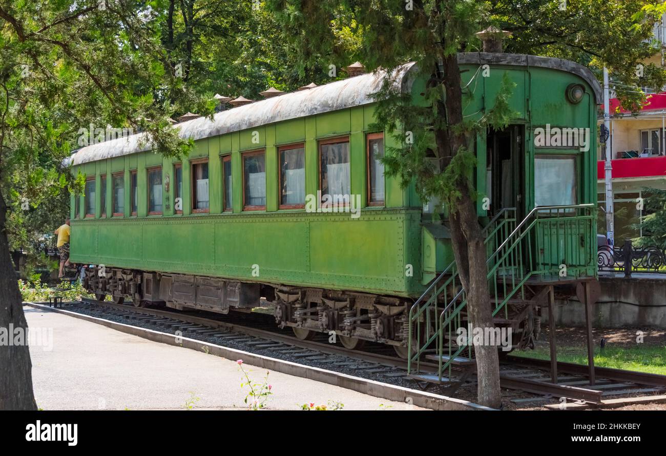 Stalin's personal railway carriage outside Joseph Stalin Museum, Gori, Georgia Stock Photo