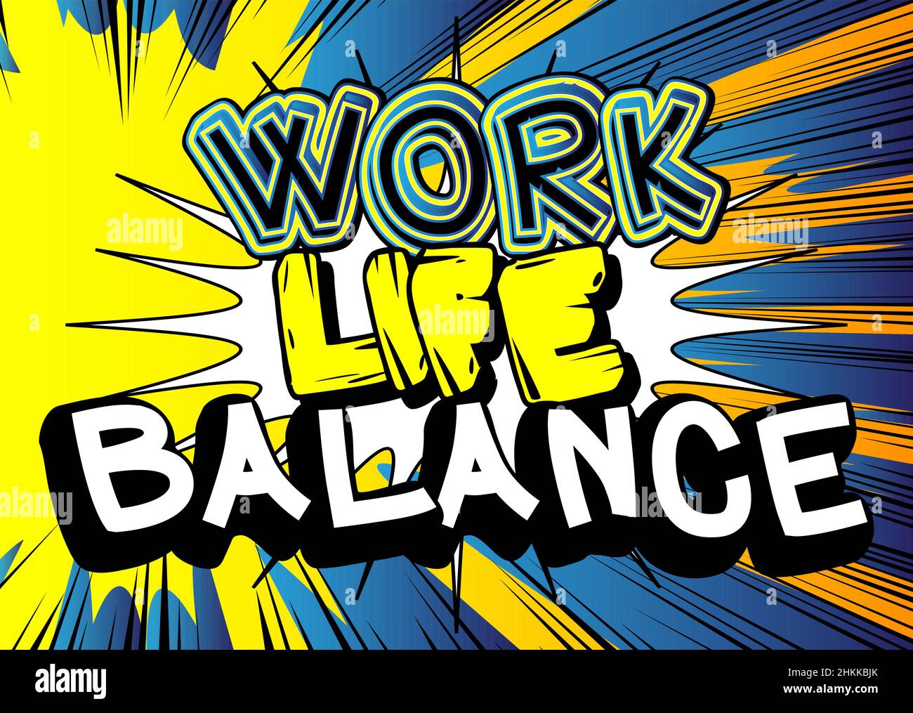 Work life balance. Comic book word text on abstract comics background ...