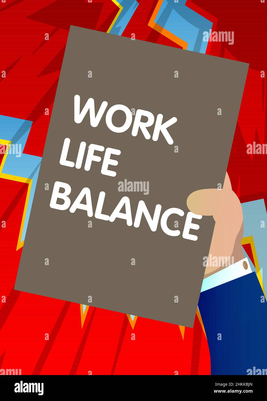 Hand holding up a banner with Work life balance text. Man showing ...