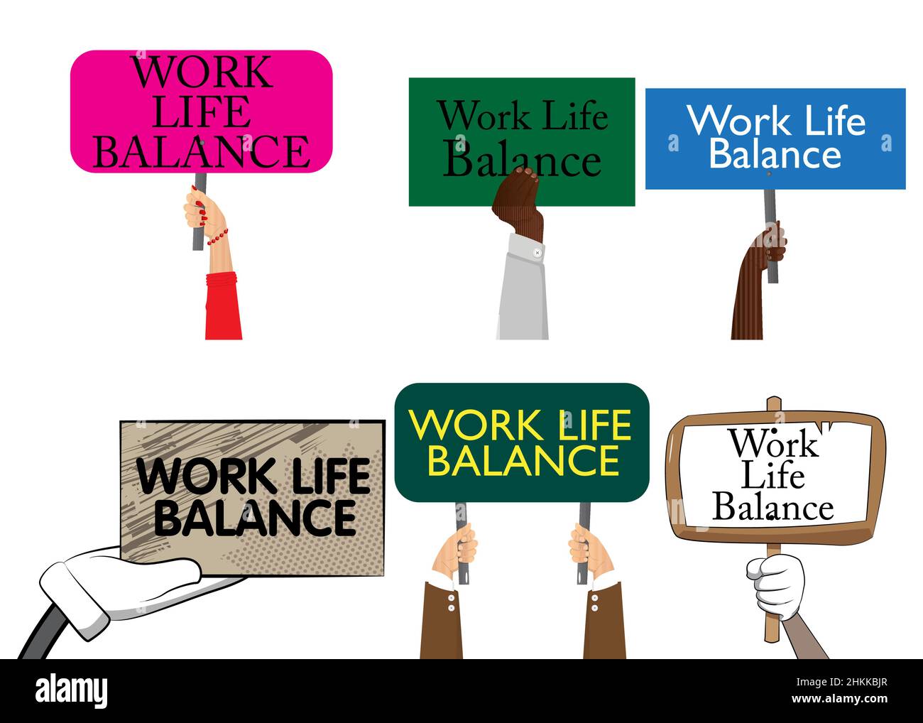 Hand holding up a banner with Work life balance text. Man showing ...