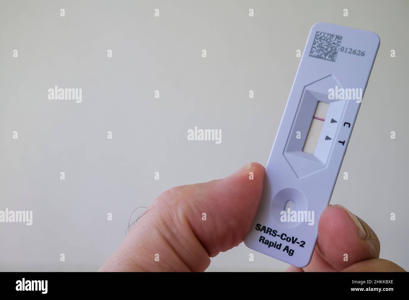 Negative result on a Covid19 Rapid Antigen Test commonly called a RAT Test. Stock Photo