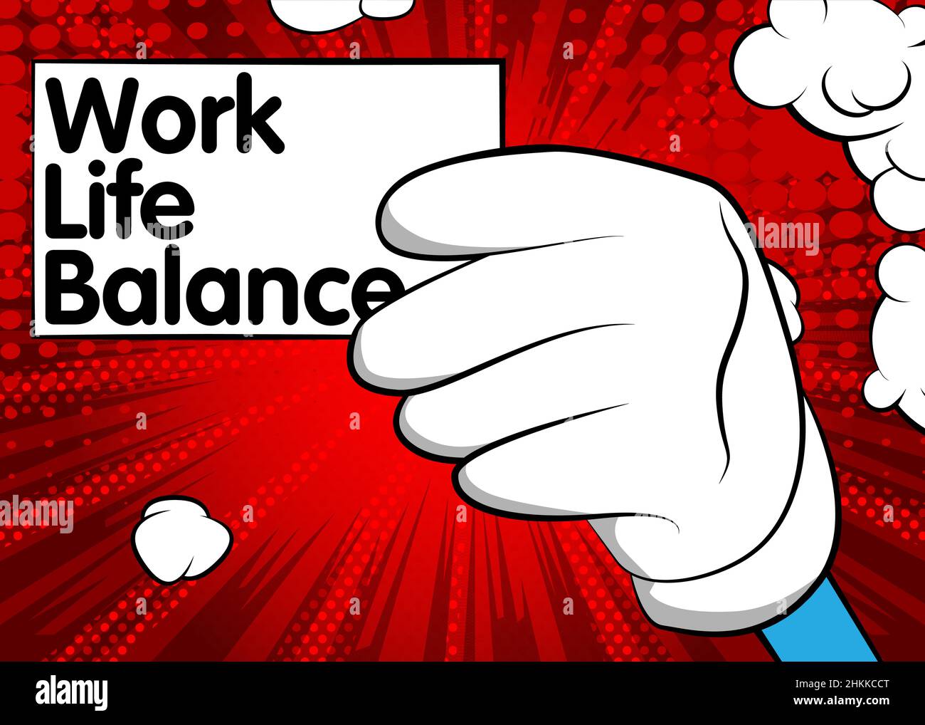 Hand holding up a banner with Work life balance text. Man showing ...