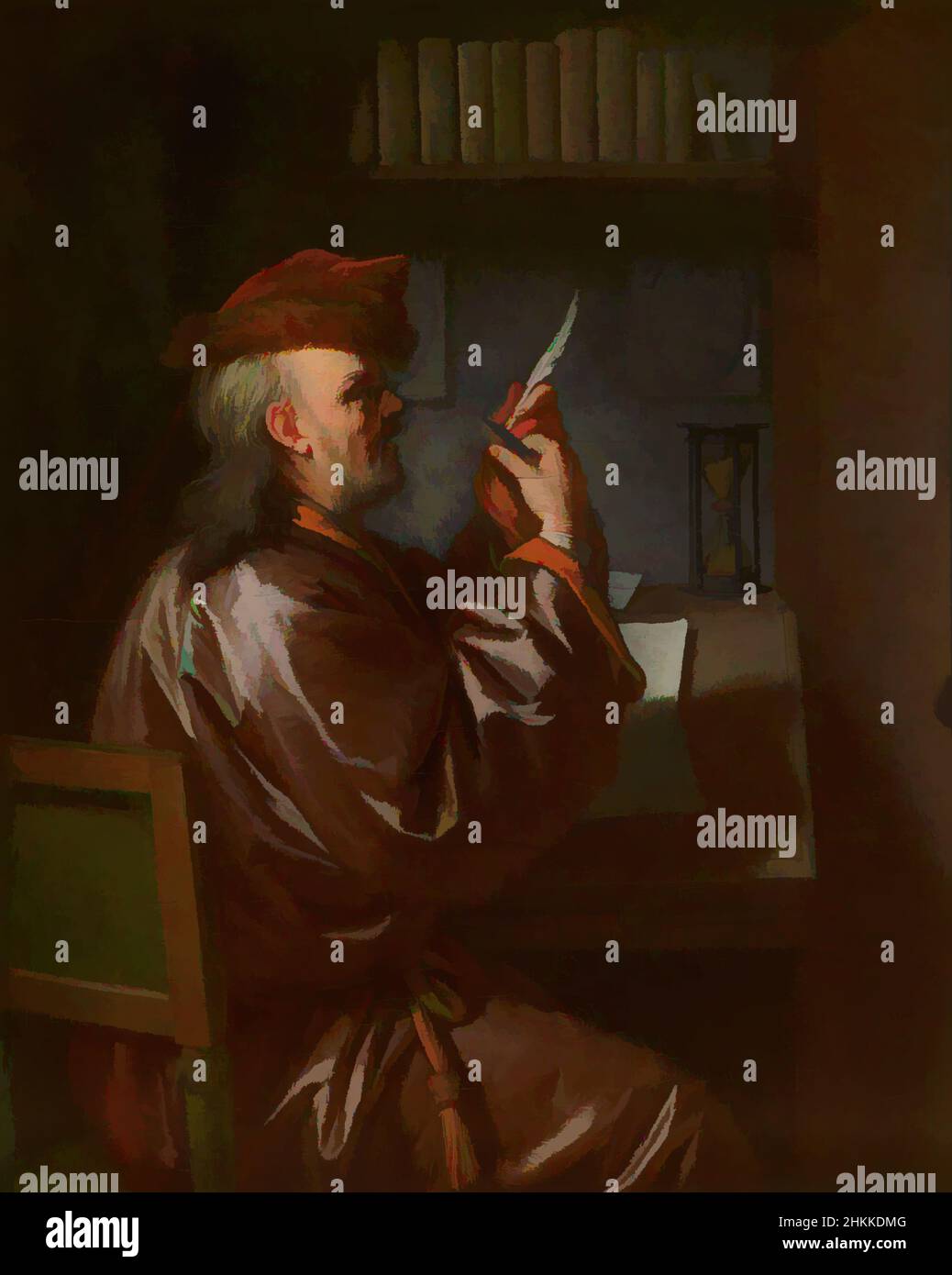 Art inspired by The accountant, Philip van Dijk, c. 1720 - 1730, Classic works modernized by Artotop with a splash of modernity. Shapes, color and value, eye-catching visual impact on art. Emotions through freedom of artworks in a contemporary way. A timeless message pursuing a wildly creative new direction. Artists turning to the digital medium and creating the Artotop NFT Stock Photo