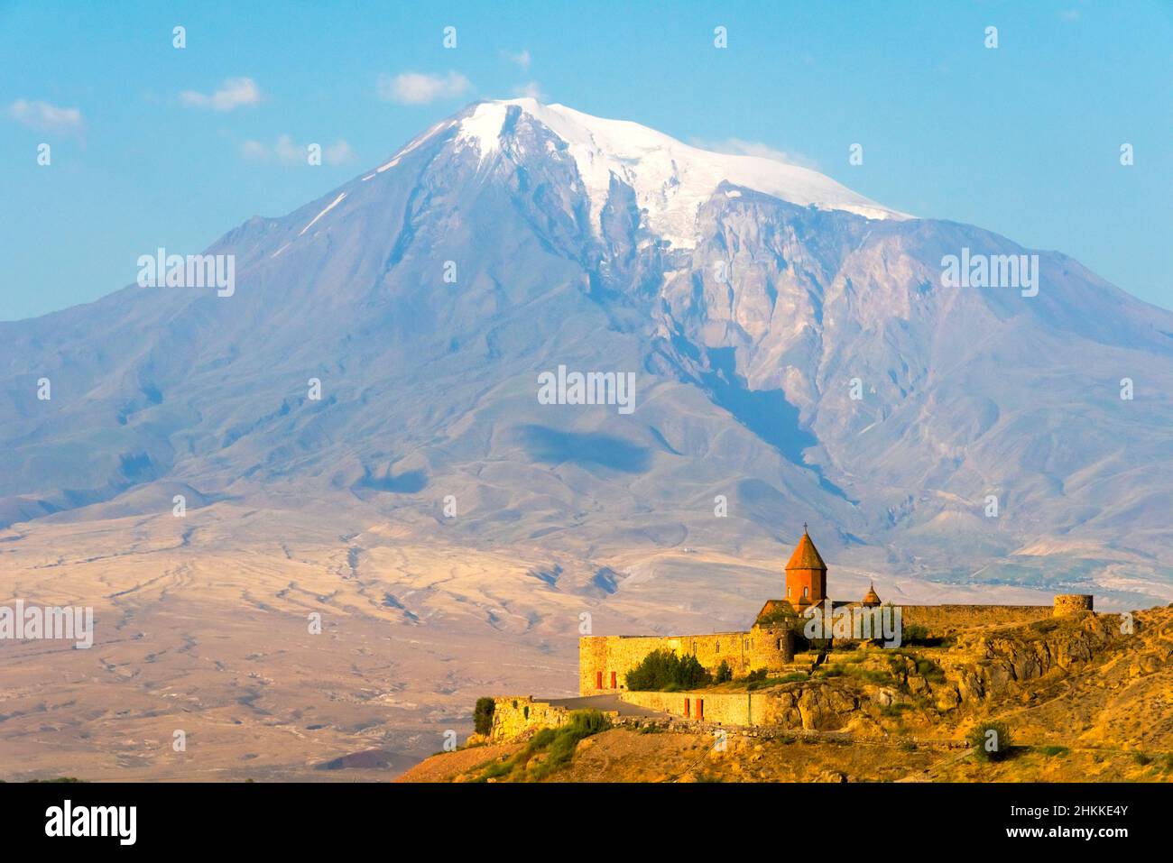 Khor Virap with Mount Ararat in background, Ararat Province, Armenia Stock Photo