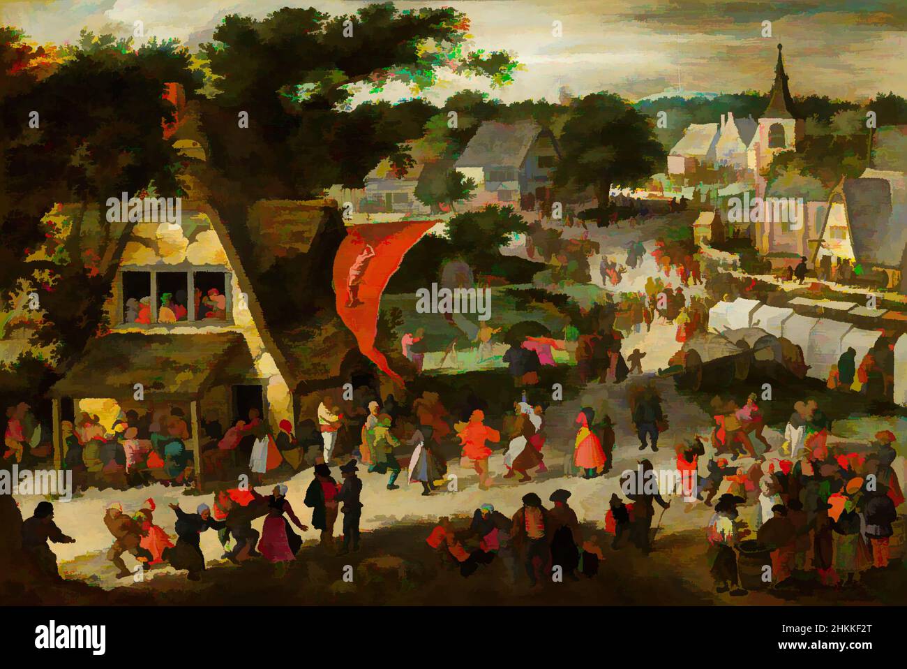 Art inspired by St. Sebastian's Fair, Jacob Savery de Oude, and/or workshop, c. 1598, Classic works modernized by Artotop with a splash of modernity. Shapes, color and value, eye-catching visual impact on art. Emotions through freedom of artworks in a contemporary way. A timeless message pursuing a wildly creative new direction. Artists turning to the digital medium and creating the Artotop NFT Stock Photo