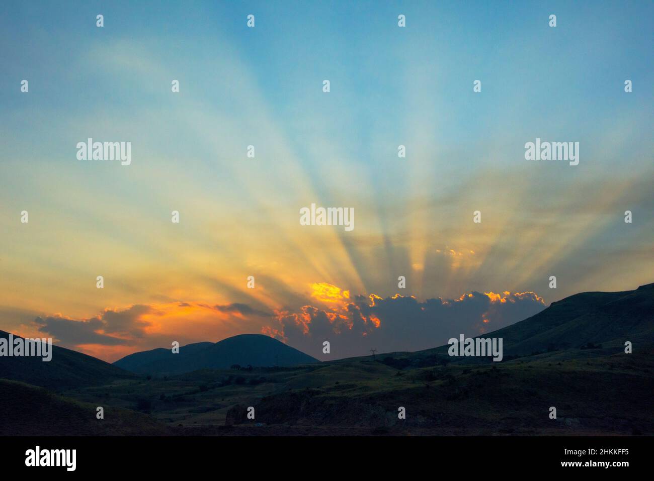 Sunset sky, near Yerevan, Armenia Stock Photo