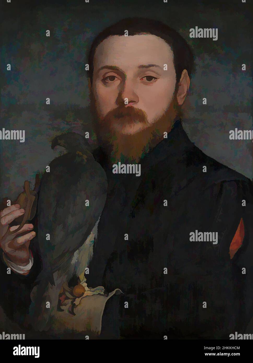 Art inspired by Portrait of a nobleman with hawk, Hans Holbein de Jonge, 1542, Classic works modernized by Artotop with a splash of modernity. Shapes, color and value, eye-catching visual impact on art. Emotions through freedom of artworks in a contemporary way. A timeless message pursuing a wildly creative new direction. Artists turning to the digital medium and creating the Artotop NFT Stock Photo