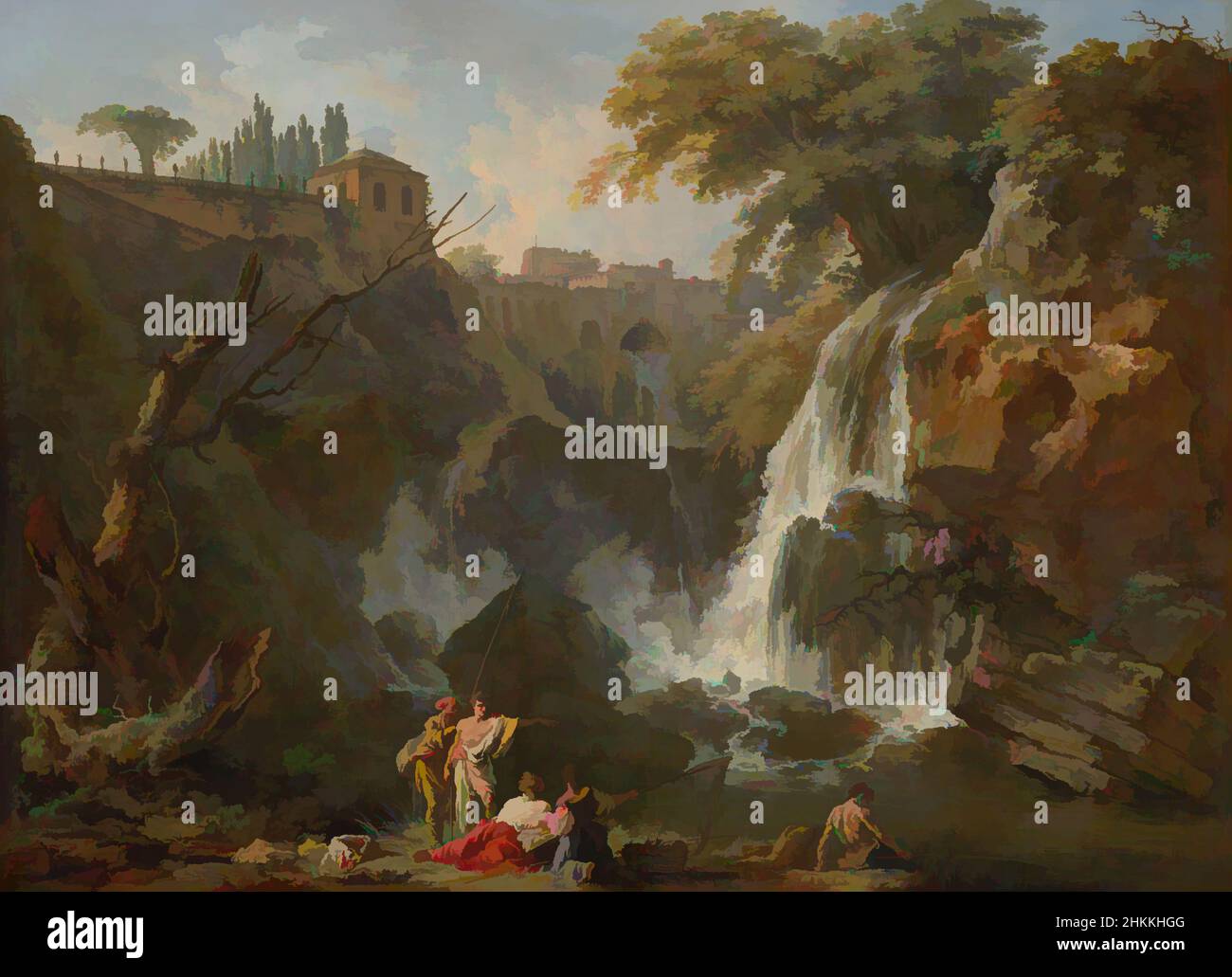 Art inspired by The waterfalls at Tivoli with the villa of Maecenas, Claude-Joseph Vernet, c. 1740 - 1750, Classic works modernized by Artotop with a splash of modernity. Shapes, color and value, eye-catching visual impact on art. Emotions through freedom of artworks in a contemporary way. A timeless message pursuing a wildly creative new direction. Artists turning to the digital medium and creating the Artotop NFT Stock Photo