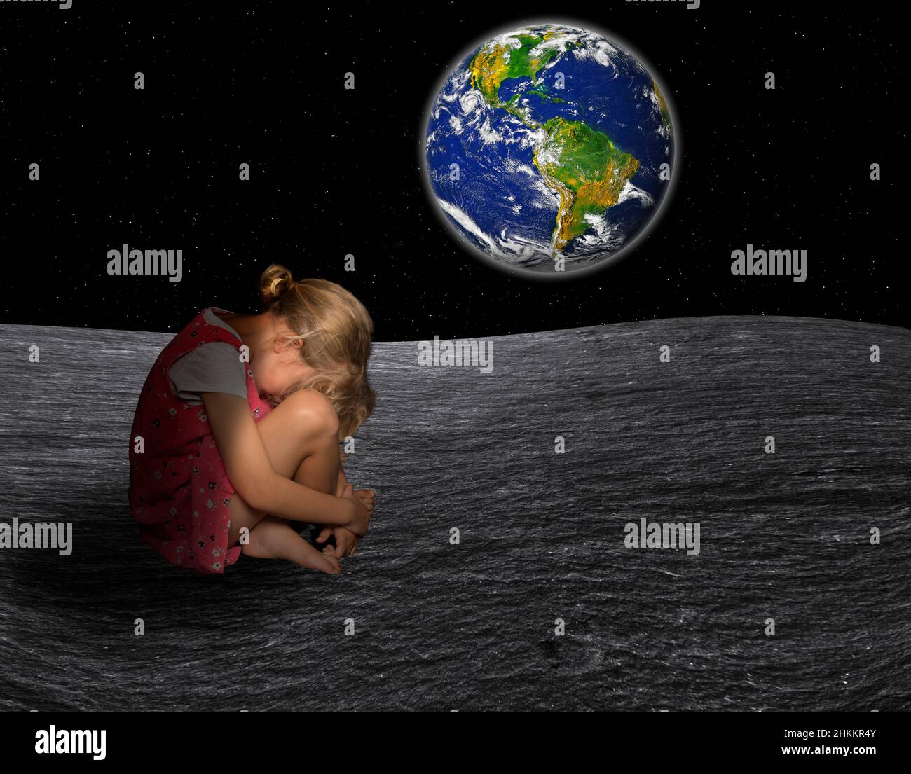 Climate change helplessness, conceptual composite image Stock Photo