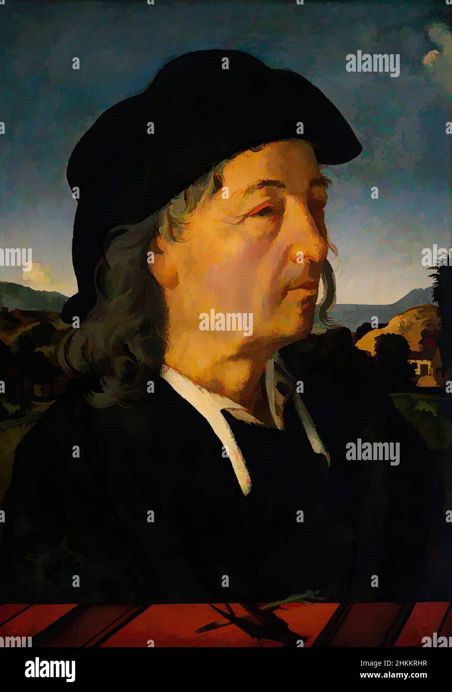 Art inspired by Portrait of Giuliano da Sangallo 1445-1516, son of Francesco Giamberti, Piero di Cosimo, after c. 1482, Classic works modernized by Artotop with a splash of modernity. Shapes, color and value, eye-catching visual impact on art. Emotions through freedom of artworks in a contemporary way. A timeless message pursuing a wildly creative new direction. Artists turning to the digital medium and creating the Artotop NFT Stock Photo