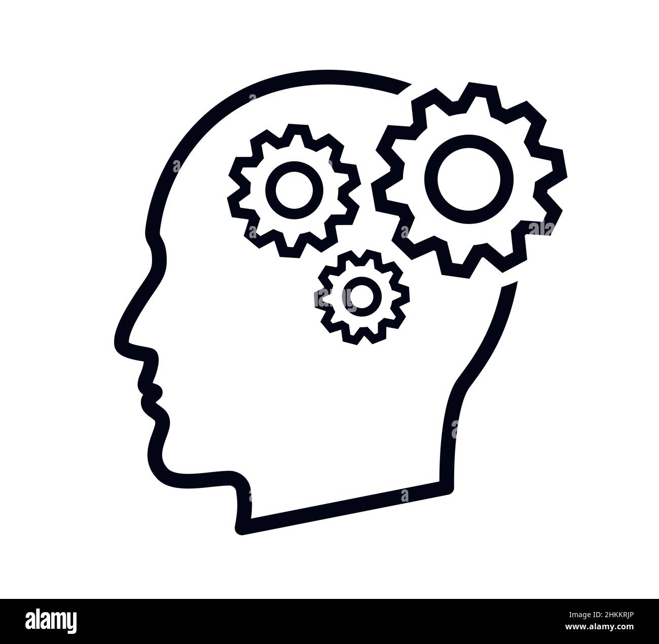 Head with gears as brain brainstorming vector illustration icon stock