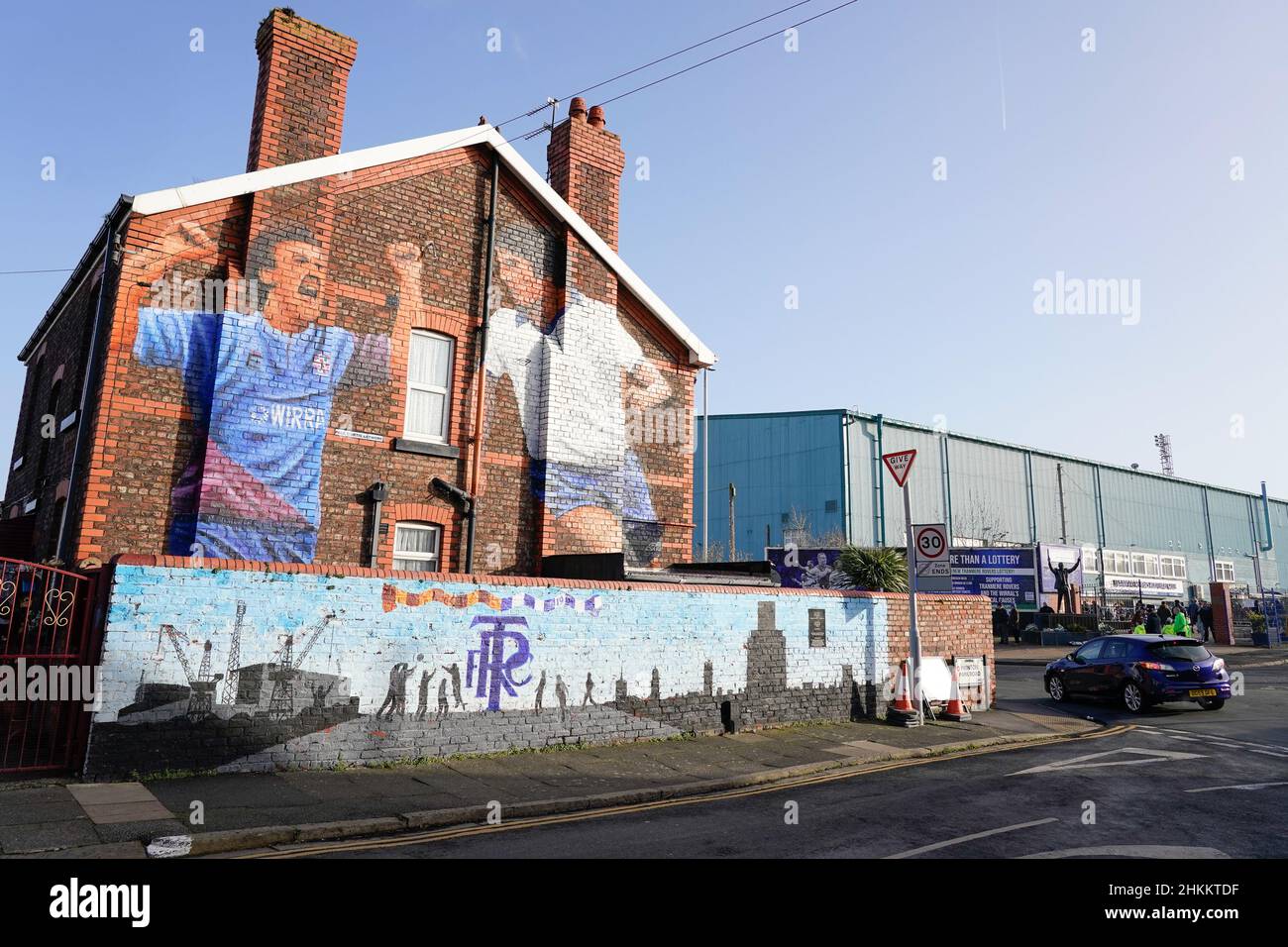 General view of a mural outside Prenton Park Stadium before the gamePicture by Steve Flynn/AHPIX.com, Football: The SkyBet League 2 match Tranmere Rov Stock Photo