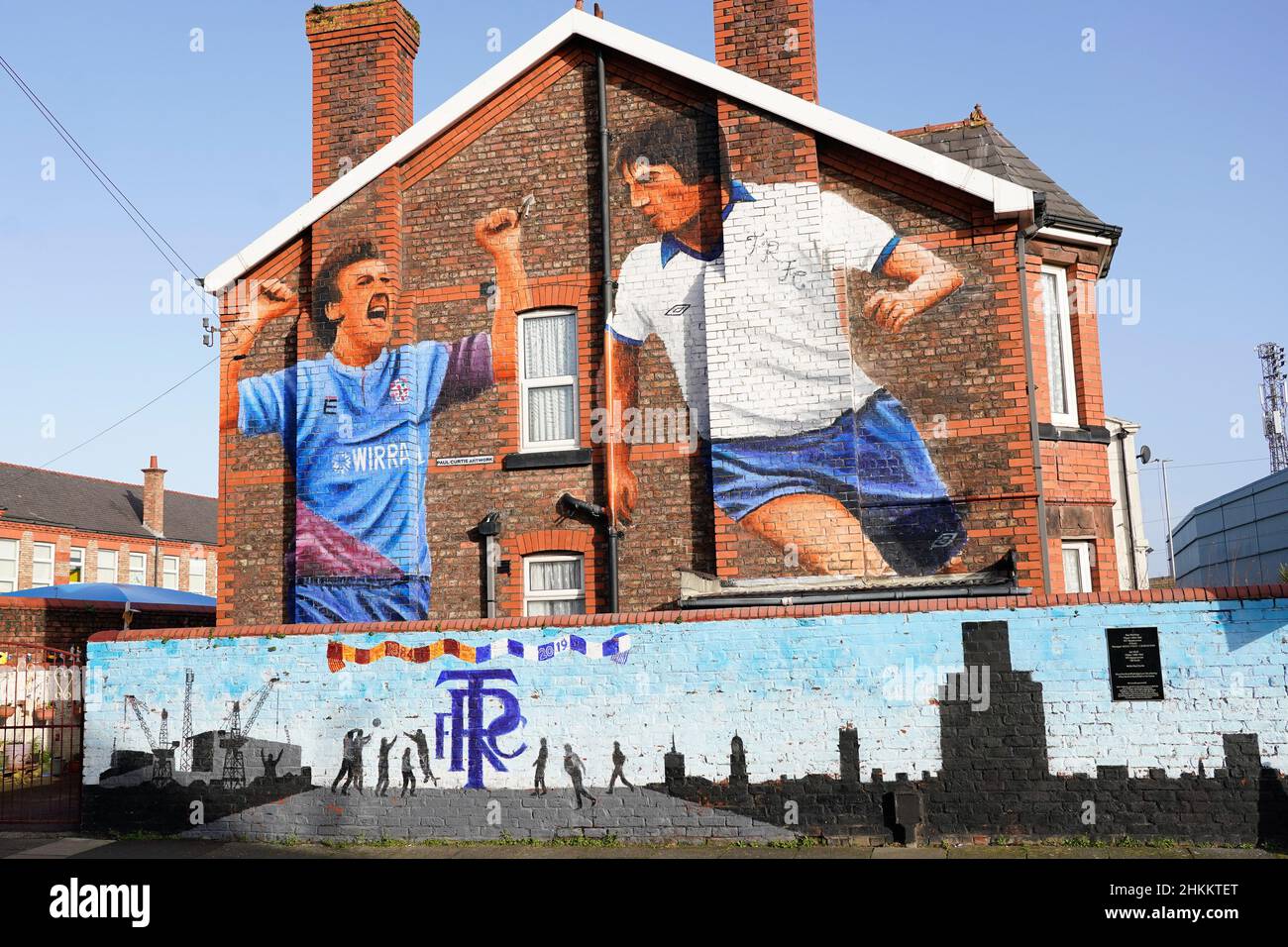 General view of a mural outside Prenton Park Stadium before the gamePicture by Steve Flynn/AHPIX.com, Football: The SkyBet League 2 match Tranmere Rov Stock Photo