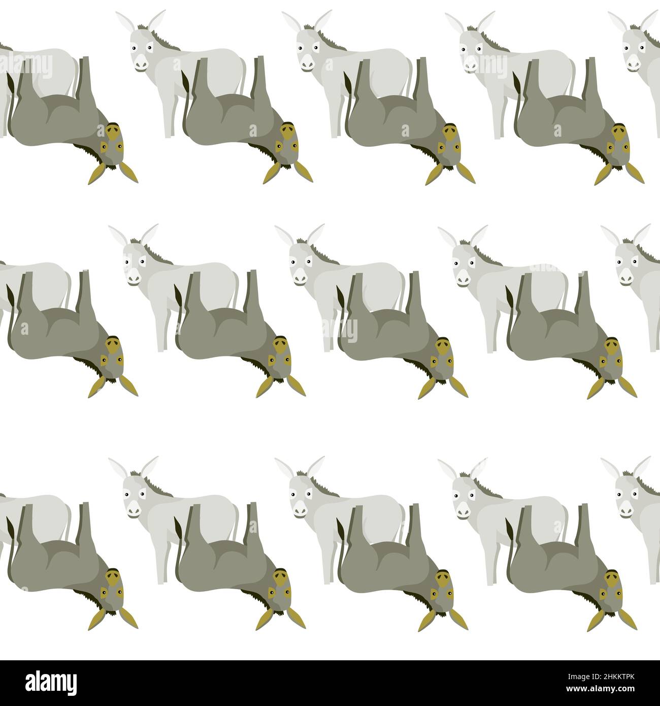 Seamless pattern of donkey. Domestic animals on colorful background