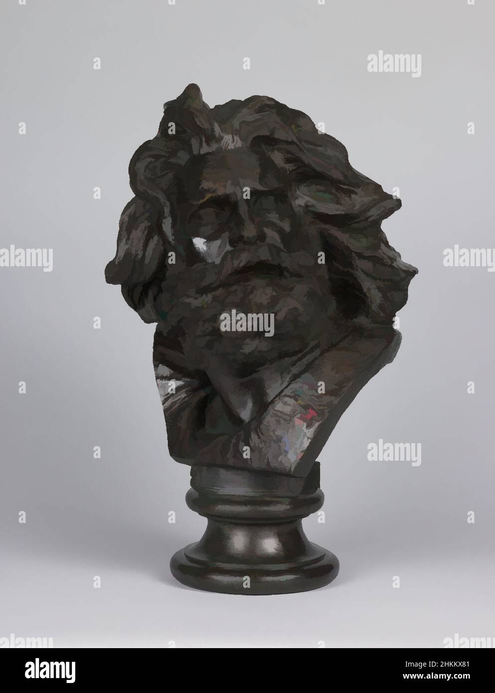 Art inspired by Head of a Gaul, François Rude, French, 1784-1855, c.1833-35, Bronze, Metalwork, sculpture, 24 1/2 x 12 3/4 x 12 1/4 in. (62.2 x 32.4 x 31.1 cm, Classic works modernized by Artotop with a splash of modernity. Shapes, color and value, eye-catching visual impact on art. Emotions through freedom of artworks in a contemporary way. A timeless message pursuing a wildly creative new direction. Artists turning to the digital medium and creating the Artotop NFT Stock Photo