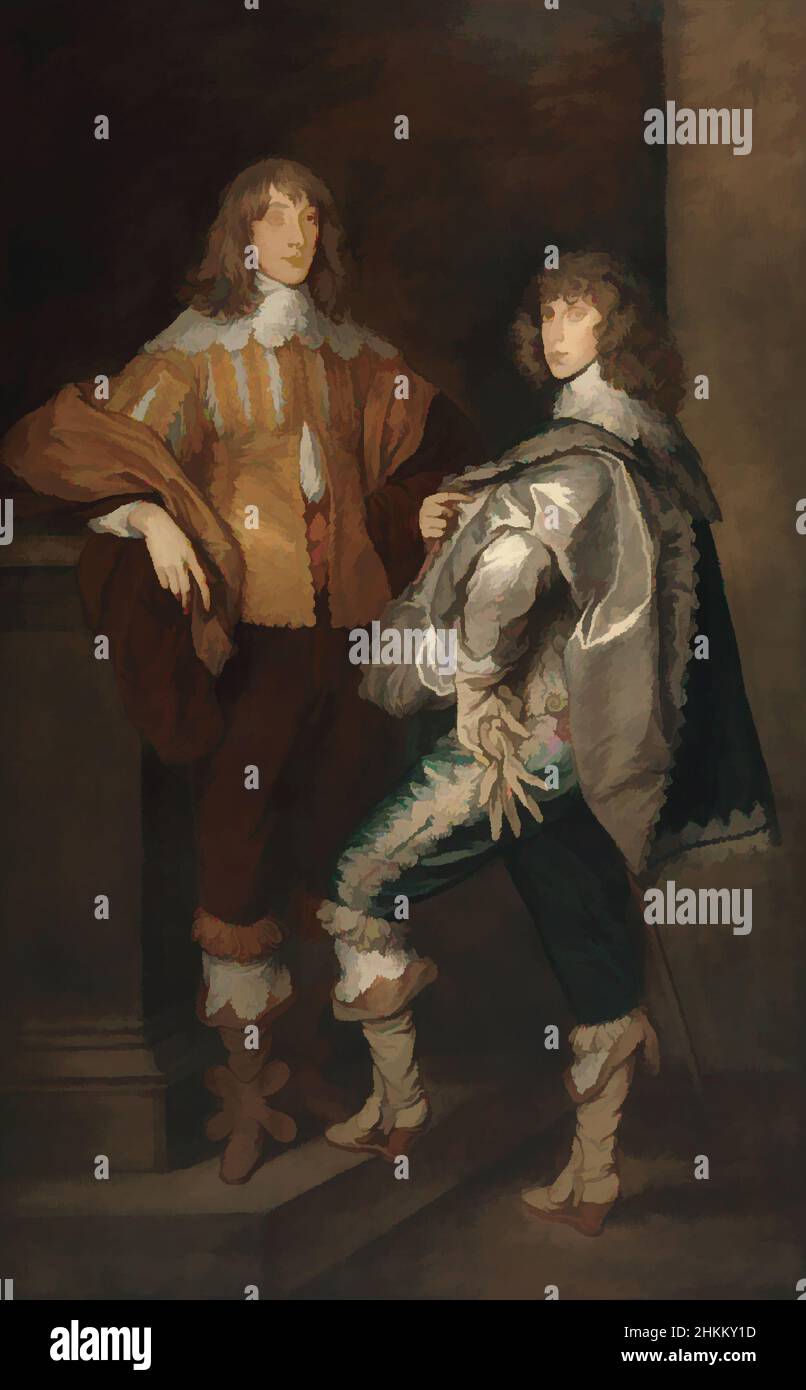 Art inspired by Lords John and Bernard Stuart, Anthony van Dyck, Flemish, 1599-1641, Thomas Gainsborough, English, 1727-1788, c.1760-70, Oil on canvas, Made in England, Europe, Paintings, 92 1/2 x 57 1/2 in. (235 x 146.1 cm, Classic works modernized by Artotop with a splash of modernity. Shapes, color and value, eye-catching visual impact on art. Emotions through freedom of artworks in a contemporary way. A timeless message pursuing a wildly creative new direction. Artists turning to the digital medium and creating the Artotop NFT Stock Photo