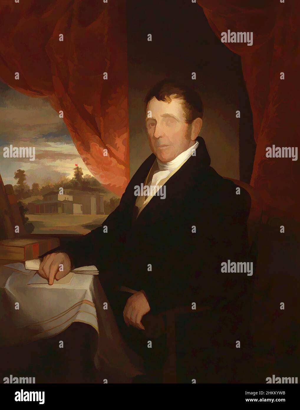 Art inspired by George Clarke, Samuel Finley Breese Morse, American, 1791-1872, 1829, Oil on canvas, Made in New York, New York, United States, North and Central America, New York, United States, North and Central America, Paintings, 43 1/8 x 34 3/4 in. (109.5 x 88.3 cm, Classic works modernized by Artotop with a splash of modernity. Shapes, color and value, eye-catching visual impact on art. Emotions through freedom of artworks in a contemporary way. A timeless message pursuing a wildly creative new direction. Artists turning to the digital medium and creating the Artotop NFT Stock Photo