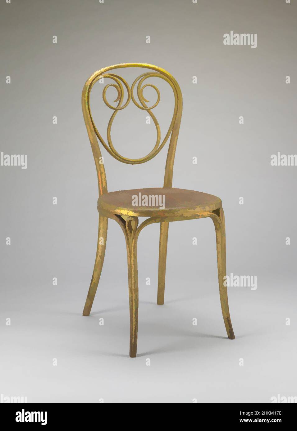 Art inspired by Chair (Model No. 13), Michael Thonet, Austrian, 1796-1871, Gebrüder Thonet, Austria, founded 1853, 1861-62, Gilded beech with cane, Made in Vienna, Austria, Europe, Furniture, Gallery 122, 37 1/4 x 16 1/2 x 19 1/4 in. (94.6 x 41.9 x 48.9 cm, Classic works modernized by Artotop with a splash of modernity. Shapes, color and value, eye-catching visual impact on art. Emotions through freedom of artworks in a contemporary way. A timeless message pursuing a wildly creative new direction. Artists turning to the digital medium and creating the Artotop NFT Stock Photo