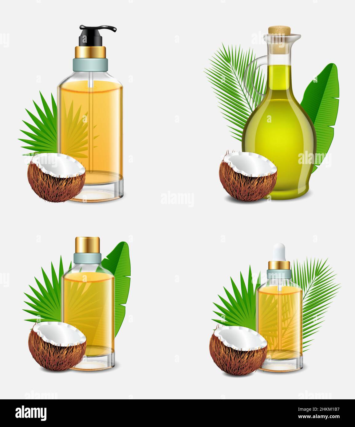 Coconut oil bottle set vector realistic illustration Stock Vector Image &  Art - Alamy