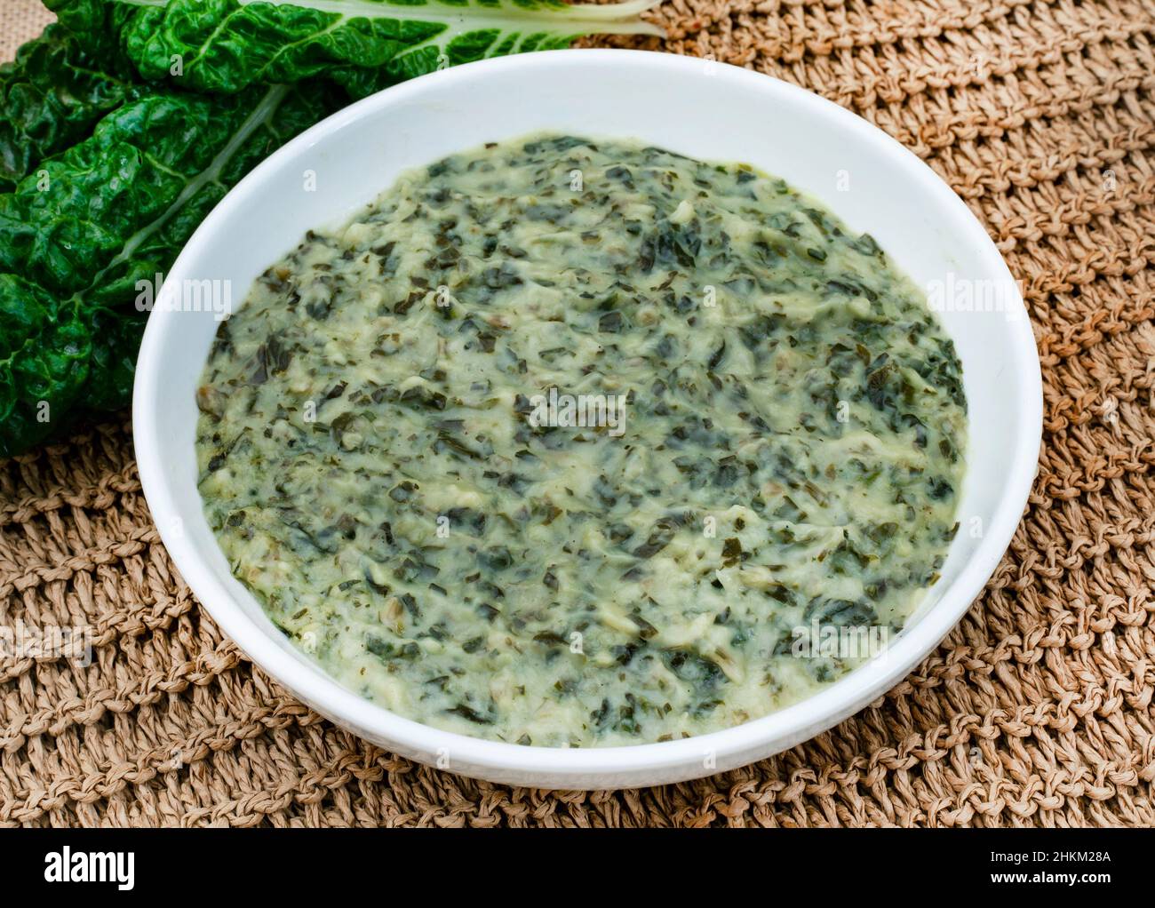 South African favorite vegetable dish, creamed spinach Stock Photo