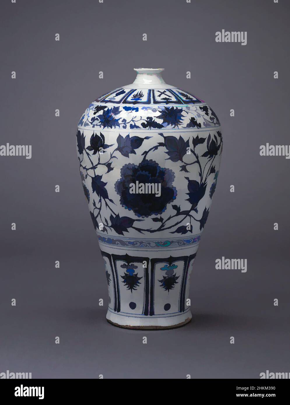 Porcelain Meiping Vase - Blue & White With Peony Design Porcelain Meiping Vase - Blue & White With Peony Design